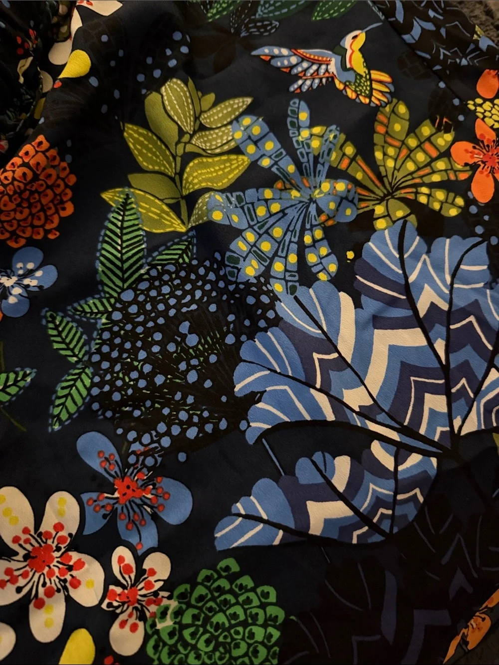 Loft Tropical Floral Print Skirt — Navy with Multi-Color Blooms - Picture 4 of 4